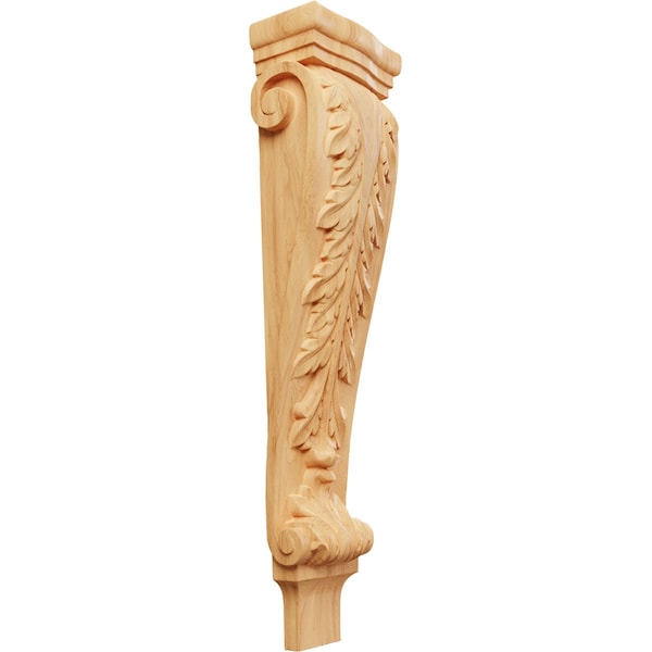 Ekena Millwork 6 3/4"W x 4 1/4"D x 27 1/2"H Extra Large Acanthus Pilaster Corbel, Red Oak CORW07X04X27PARO - main
